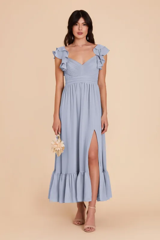 Michelle Chiffon Dress - Dusty Blue sold by Birdy Grey
