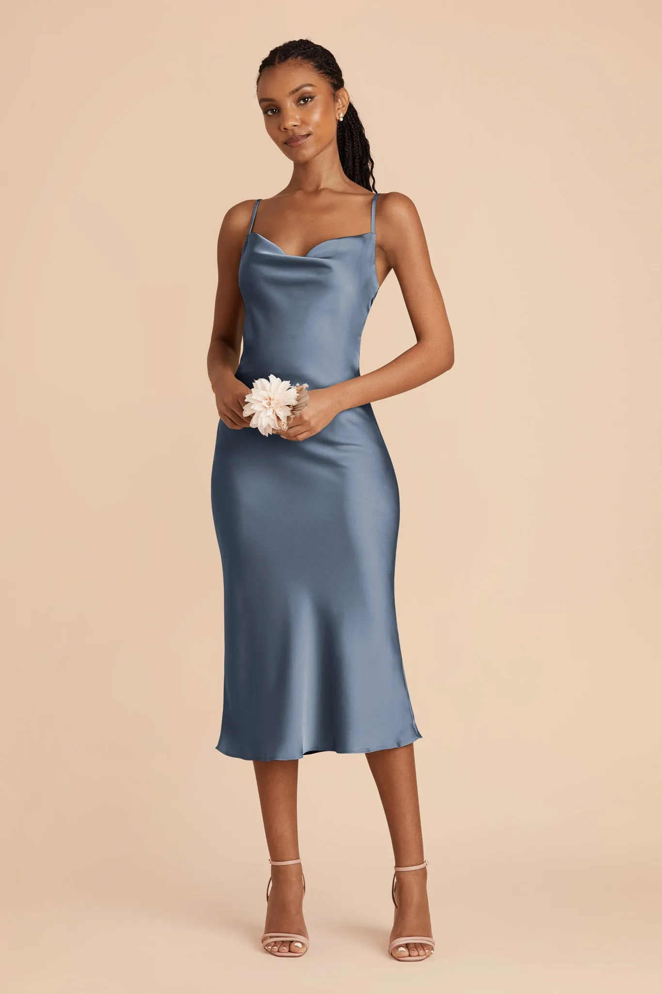 Lisa Matte Satin Midi Dress - French Blue sold by Birdy Grey product image thumbnail 3