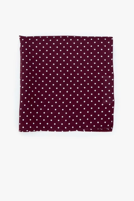 Didi Pocket Square - Cabernet Dot sold by Birdy Grey