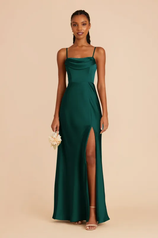Mia Matte Satin Convertible Dress - Emerald sold by Birdy Grey