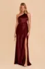 Kira Shiny Satin Dress - Cabernet sold by Birdy Grey