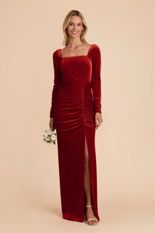 Ivy Velvet Dress - Burnt Orange sold by Birdy Grey