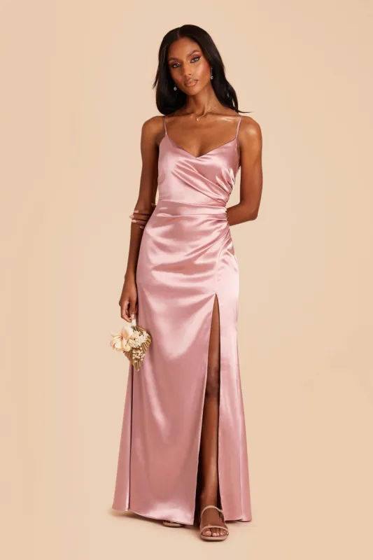 Catherine Shiny Satin Dress - English Rose sold by Birdy Grey