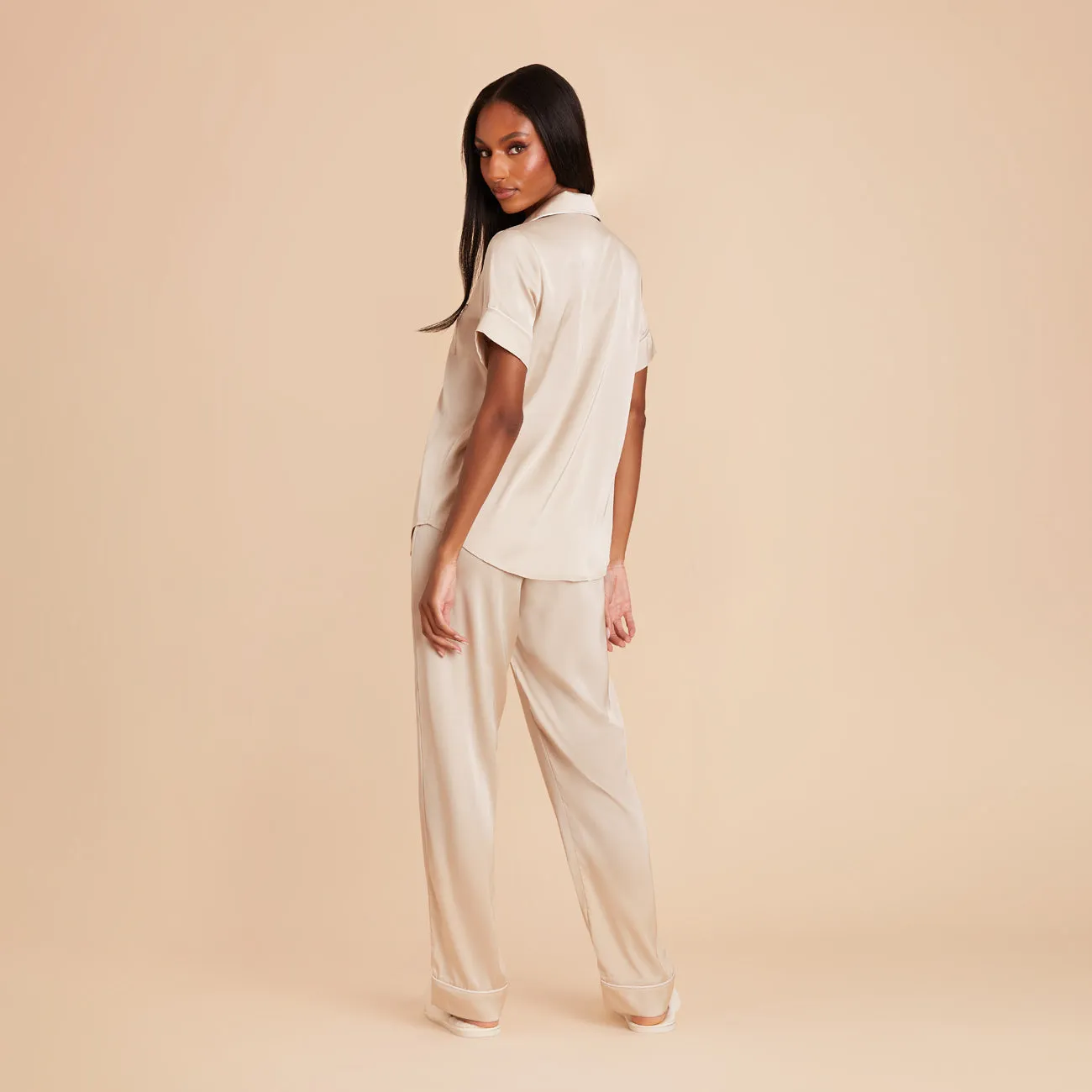 Jonny Satin Short Sleeve and Pant Set - Champagne sold by Birdy Grey product image thumbnail 3