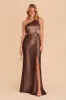 Kira Shiny Satin Dress - Chocolate Brown sold by Birdy Grey