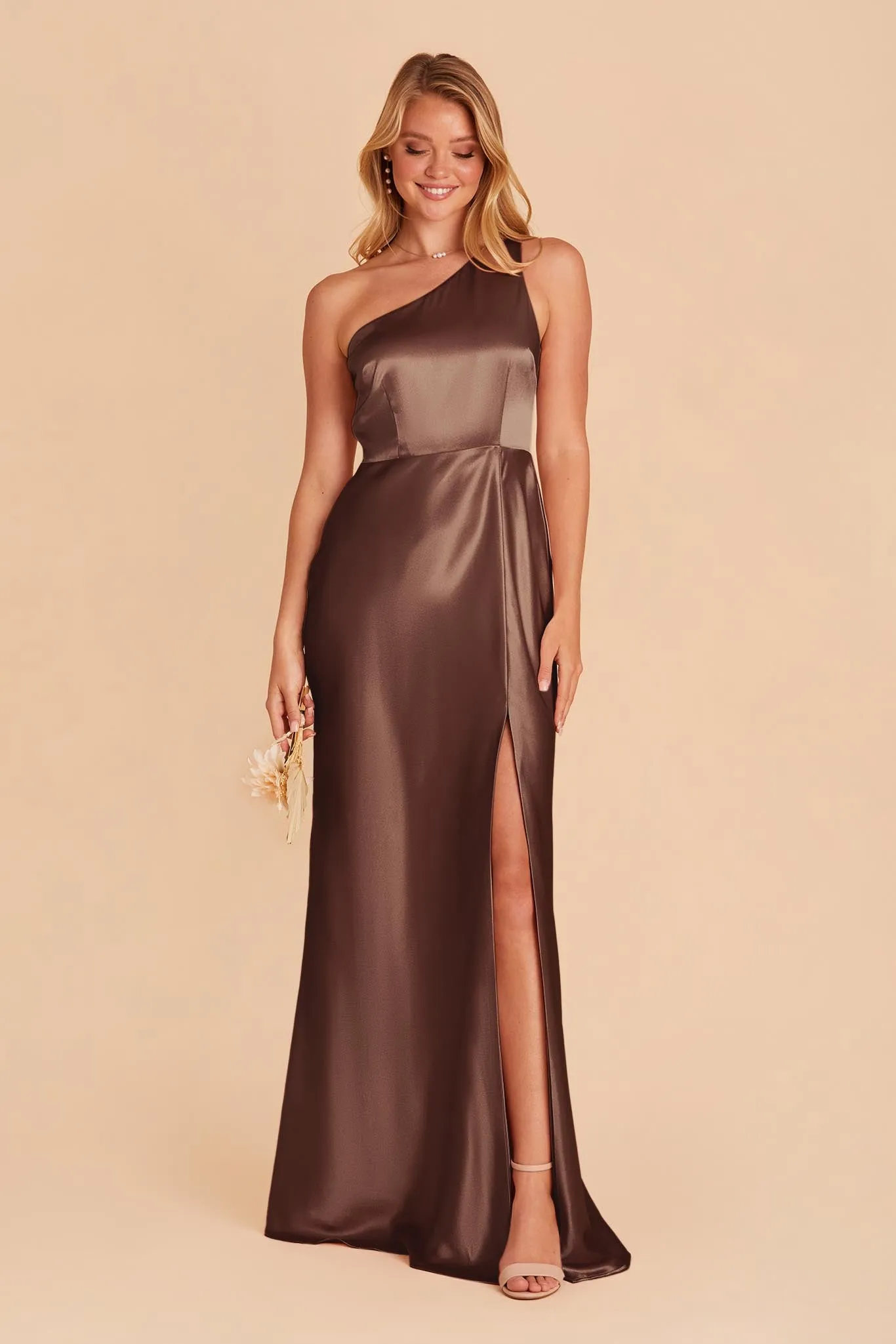 Kira Shiny Satin Dress - Chocolate Brown sold by Birdy Grey product image thumbnail 4