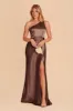 Kira Shiny Satin Dress - Chocolate Brown sold by Birdy Grey