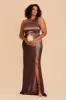 Kira Shiny Satin Dress - Chocolate Brown sold by Birdy Grey