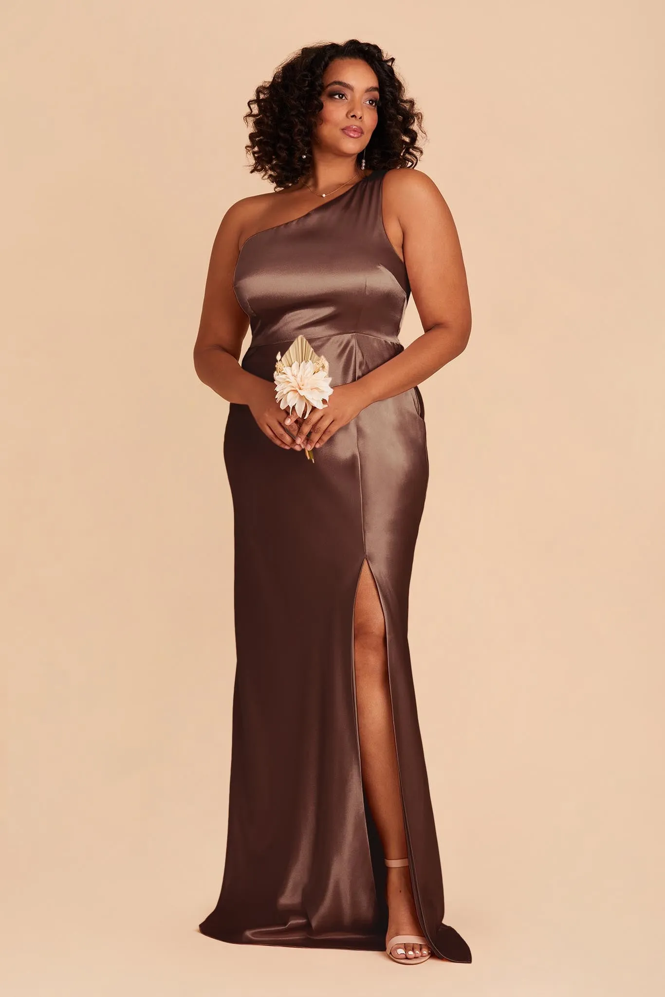 Kira Shiny Satin Dress - Chocolate Brown sold by Birdy Grey product image thumbnail 2