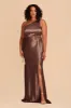 Kira Shiny Satin Dress - Chocolate Brown sold by Birdy Grey