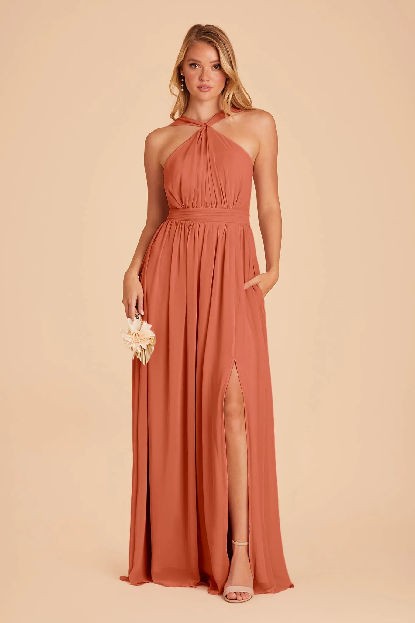 Kiko Chiffon Dress - Terracotta sold by Birdy Grey