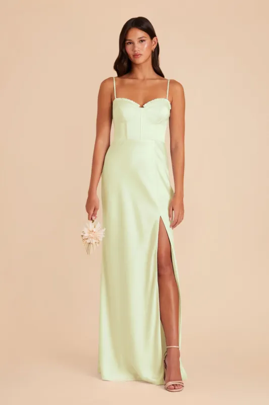 Jessica Matte Satin Dress - Pale Pistachio sold by Birdy Grey