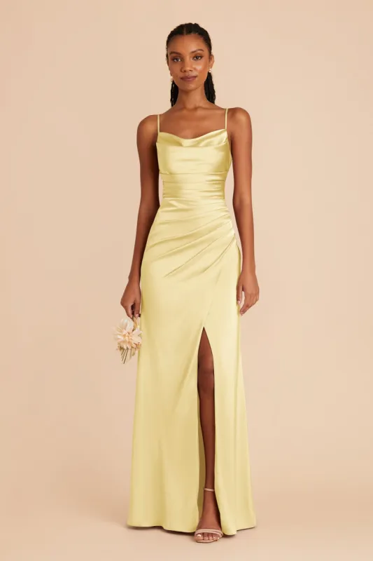 Lydia Matte Satin Dress - Lemon Sorbet sold by Birdy Grey