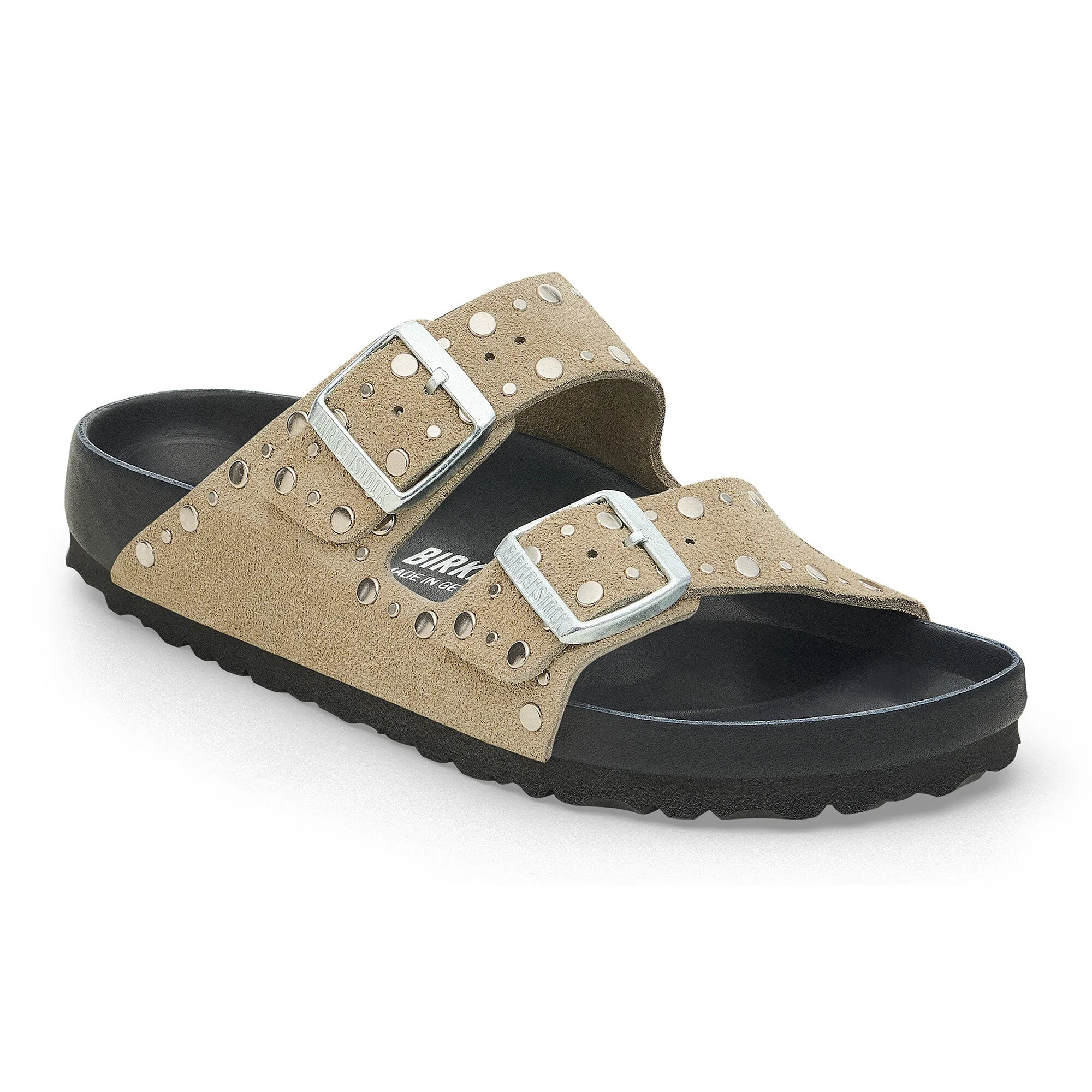 Arizona Rivets Suede Leather Taupe sold by Birkenstock