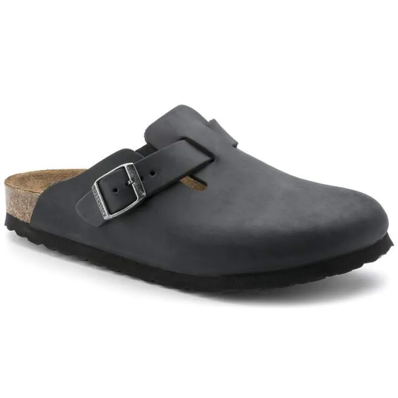Boston Oiled Leather Black Clogs made by Birkenstock