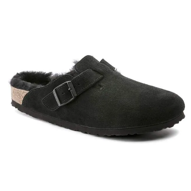 Boston Shearling Black Suede Leather Clogs sold by Birkenstock