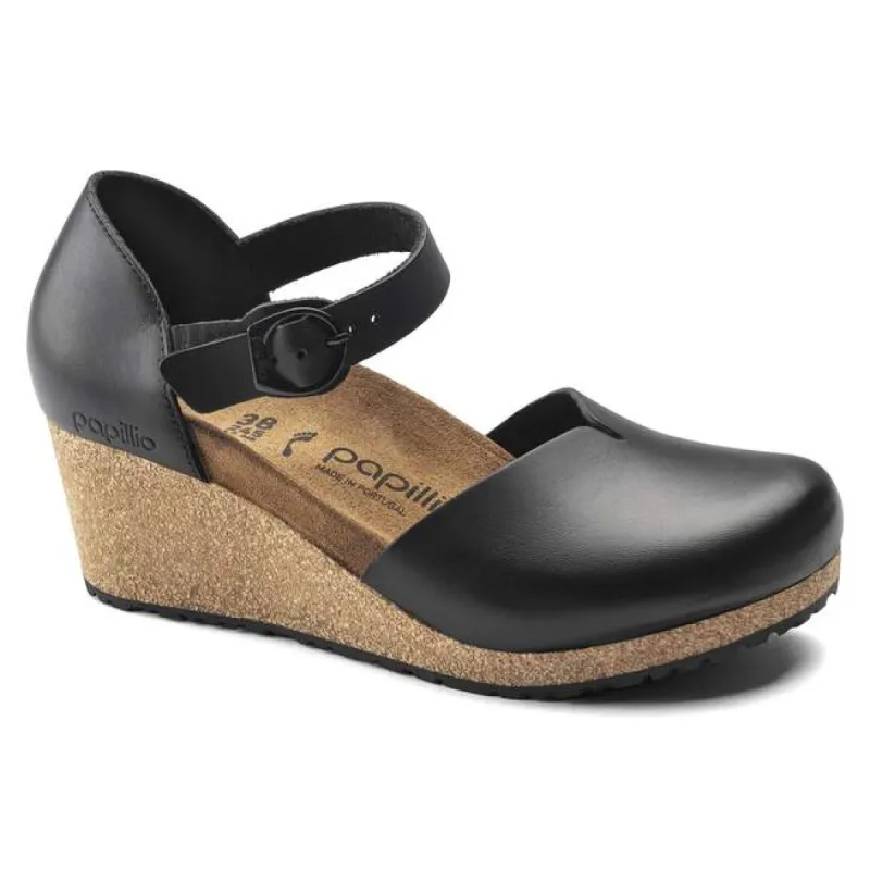 Mary Leather Black With A Heel made by Birkenstock