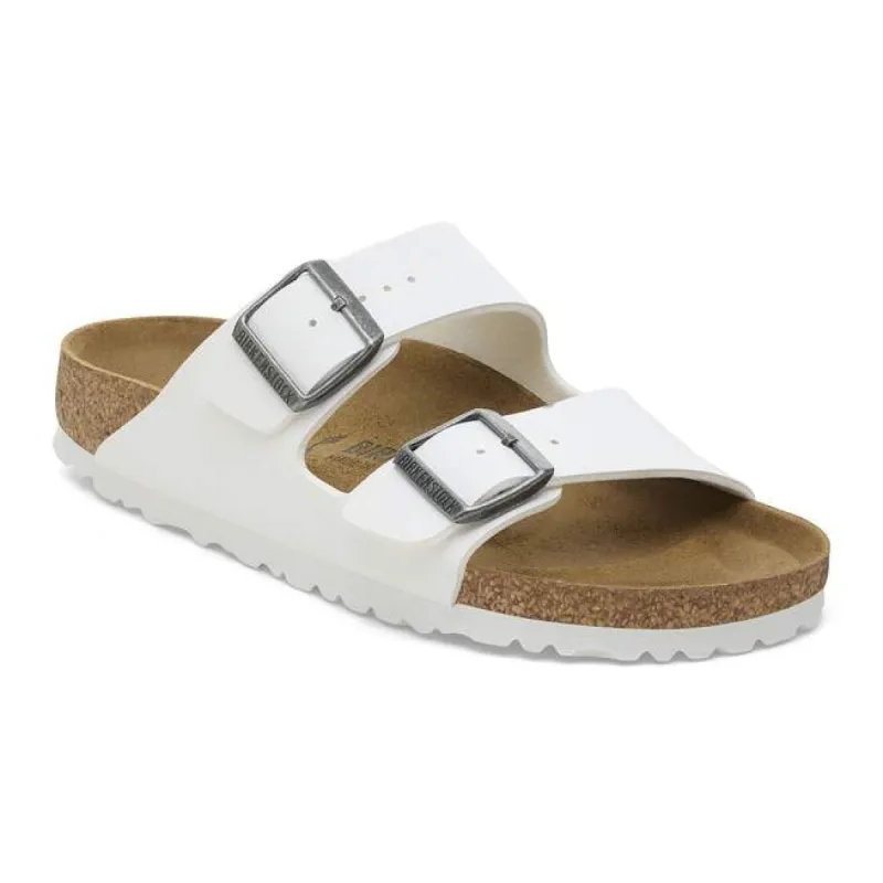 Arizona Birko-Flor White Two-Strap Sandals made by Birkenstock
