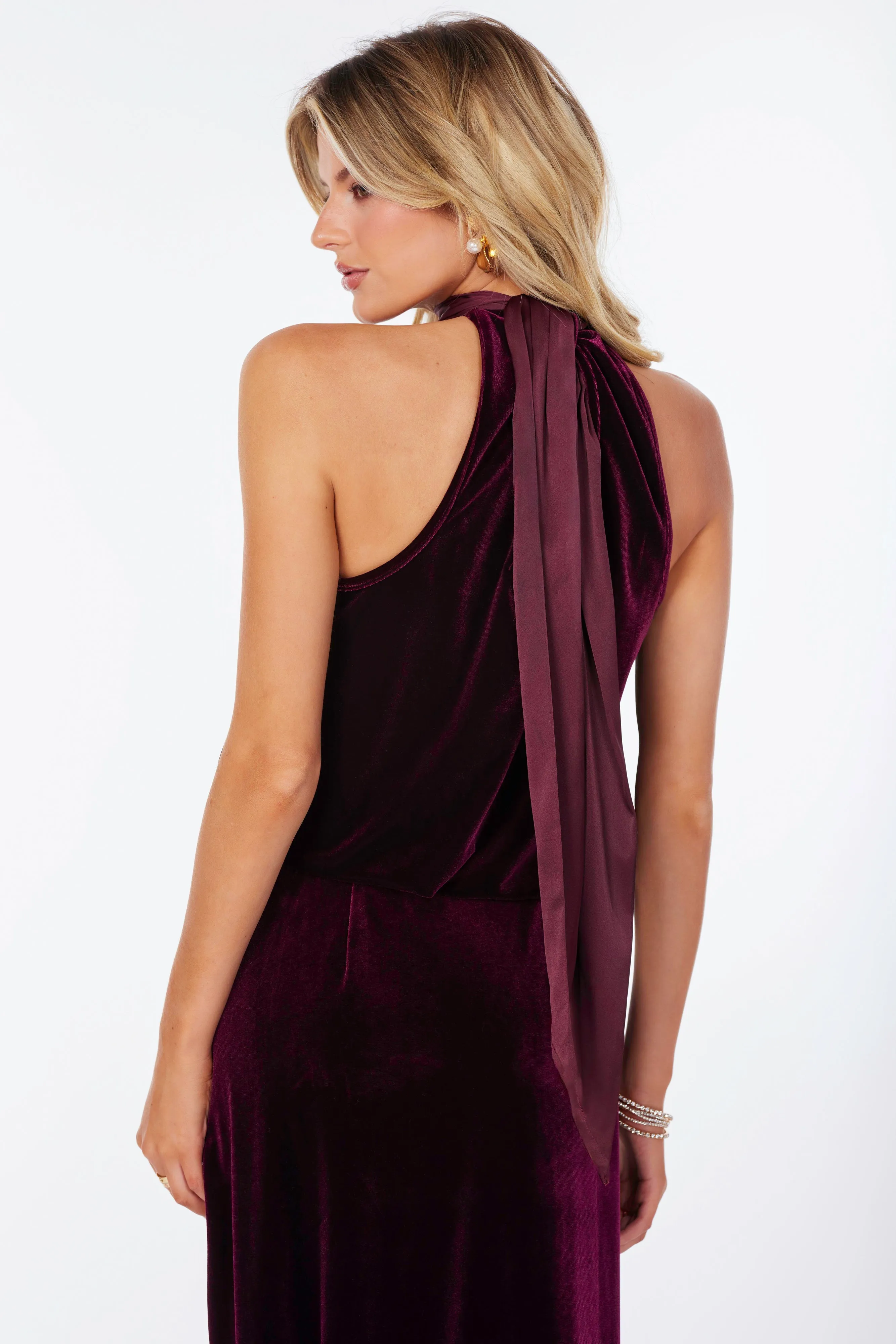 Luxe Velvet Bubble Hem Halter Top sold by bishop + young product image thumbnail 2