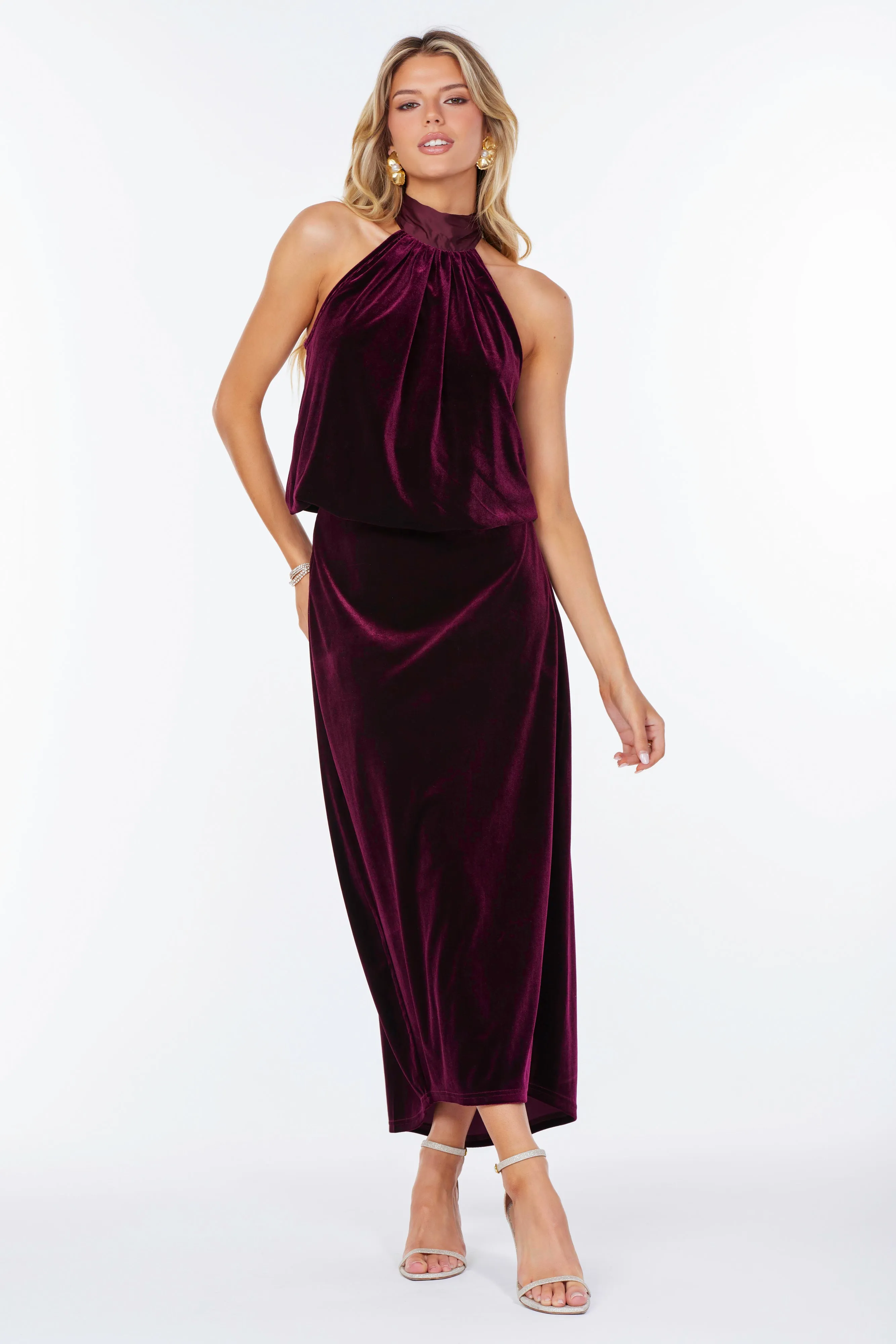 Luxe Velvet Bubble Hem Halter Top sold by bishop + young product image thumbnail 3