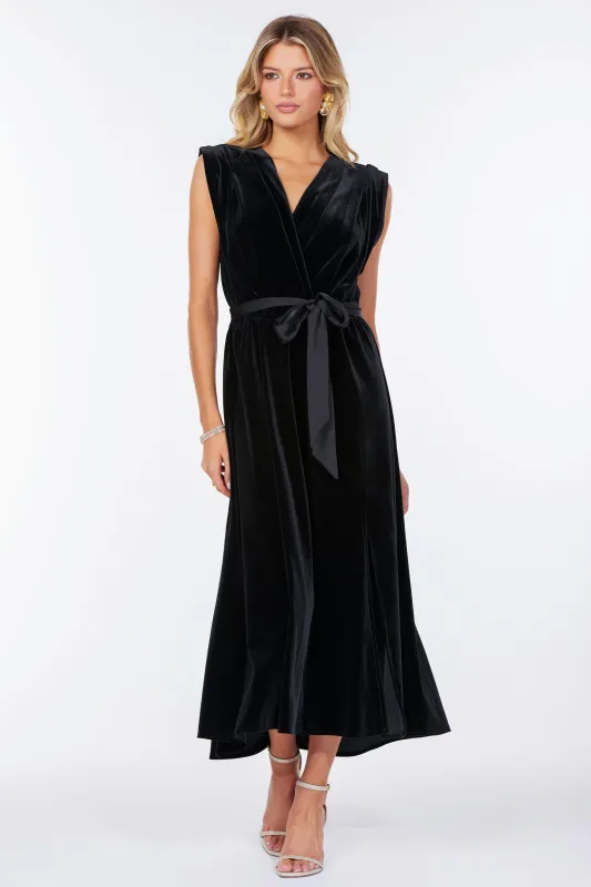 Luxe Velvet Aeries Wrap Dress sold by bishop + young