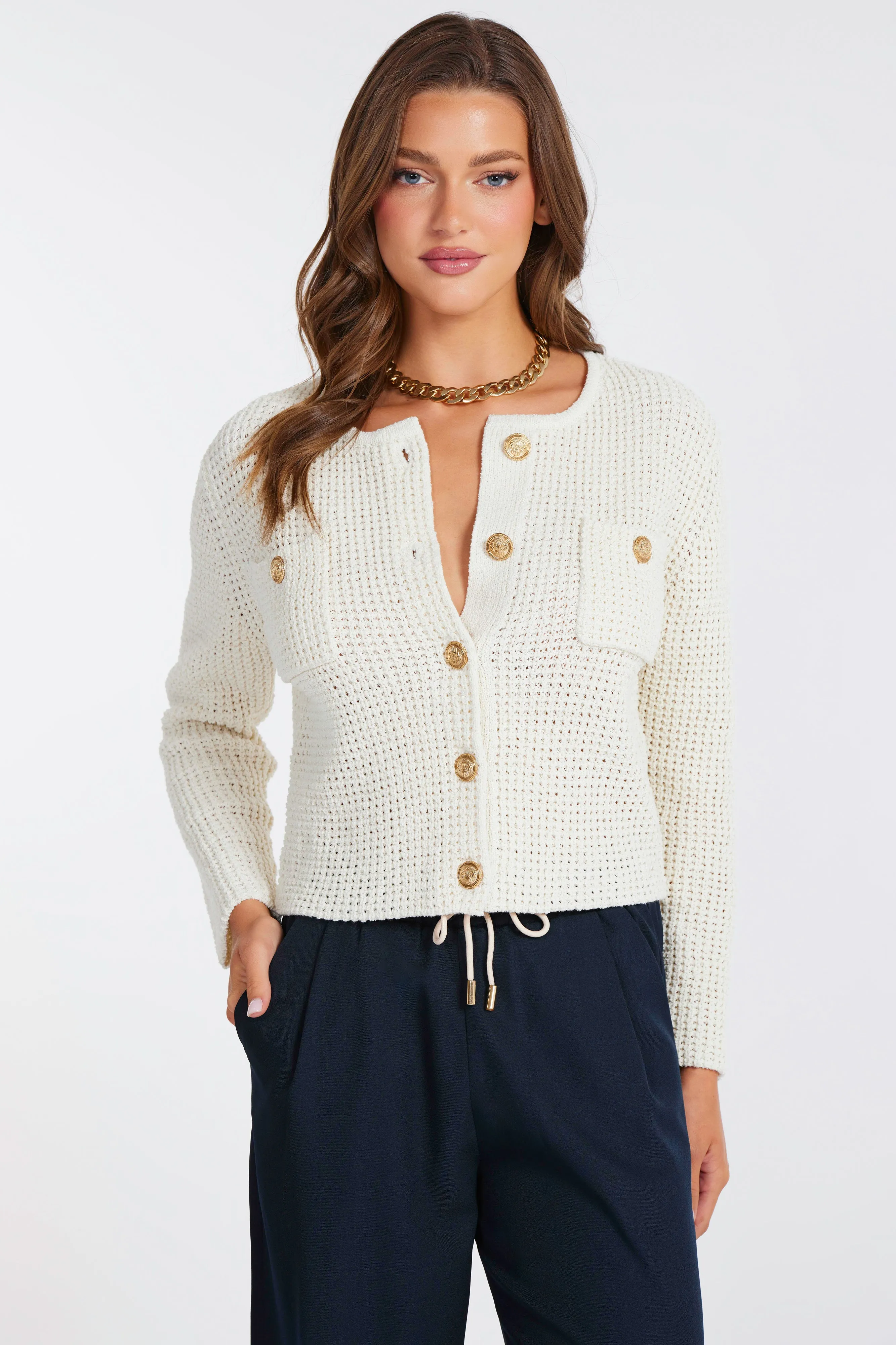 Dakota Cardigan sold by bishop + young