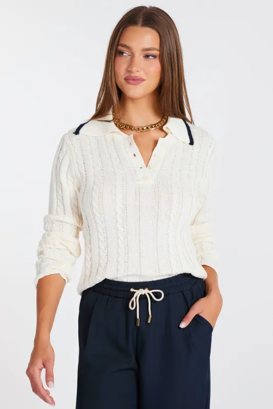 Jackie Polo Long Sleeve Sweater sold by bishop + young