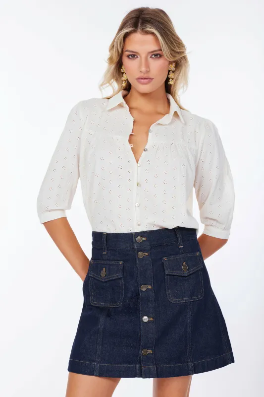 Esme Eyelet Blouse made by bishop + young