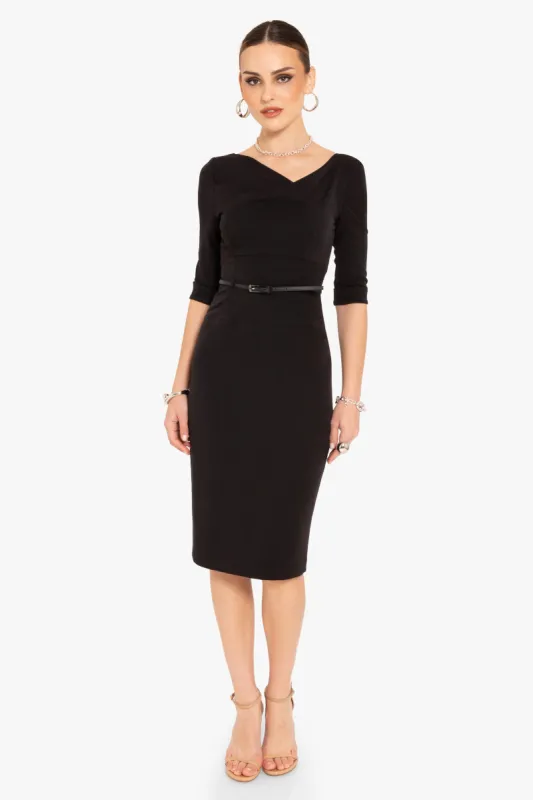 Classic 3/4 Sleeve Jackie O Sheath Dress sold by Black Halo