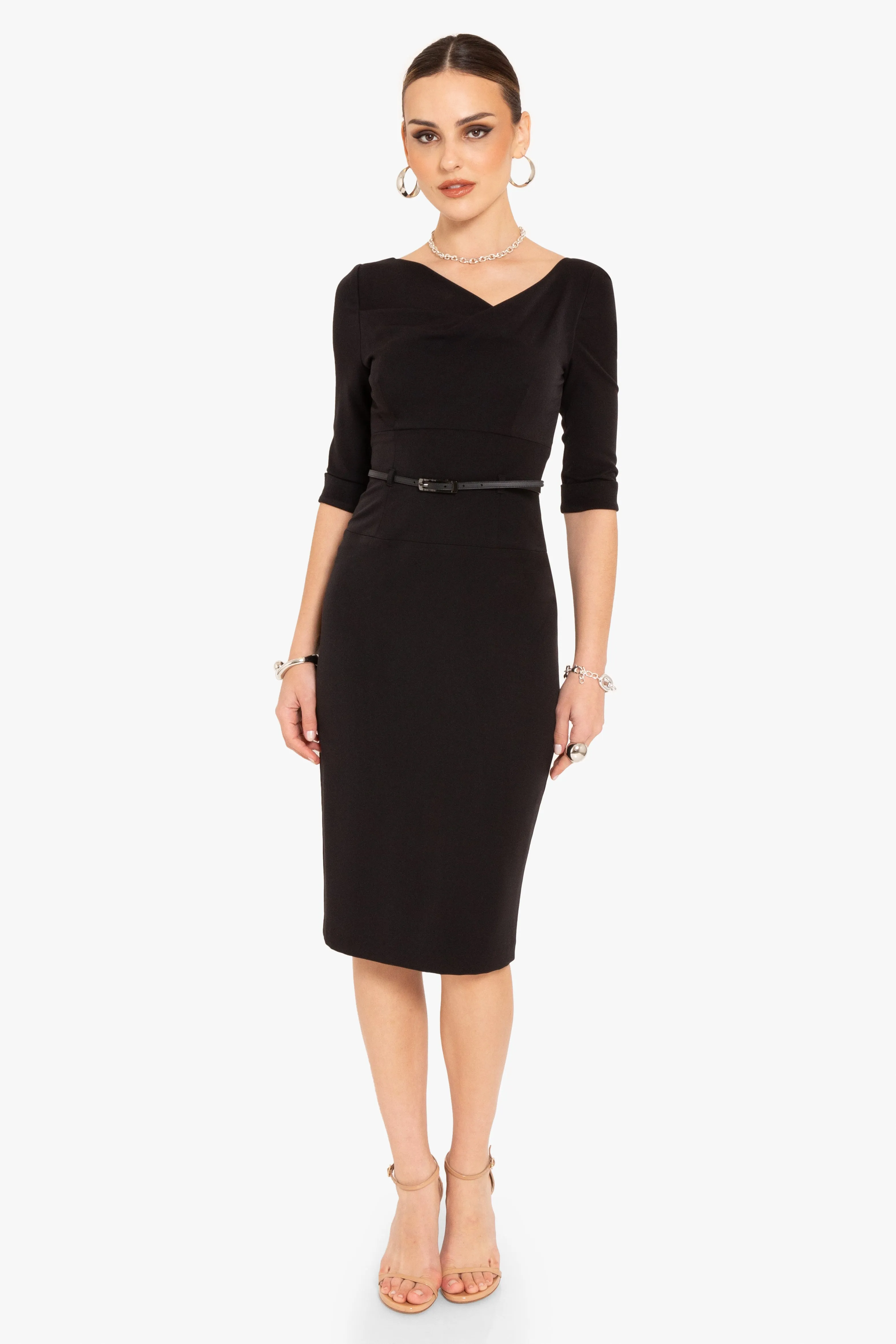 Classic 3/4 Sleeve Jackie O Sheath Dress sold by Black Halo