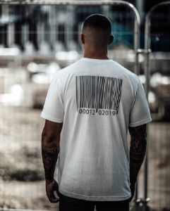 White Barcode Oversized T-Shirt sold by Black Label