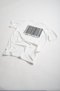 White Barcode Oversized T-Shirt sold by Black Label