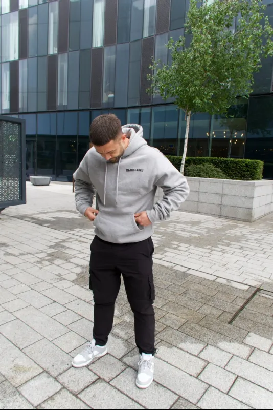 Marl Grey Premium Essential Hoodie sold by Black Label