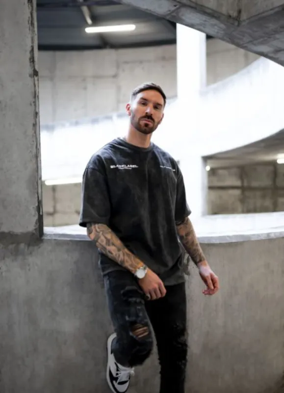 Acid Wash Self Made Oversized Tee sold by Black Label