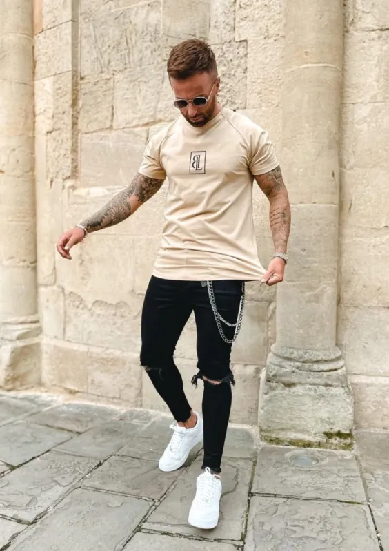 Sand Logo Print T-Shirt sold by Black Label