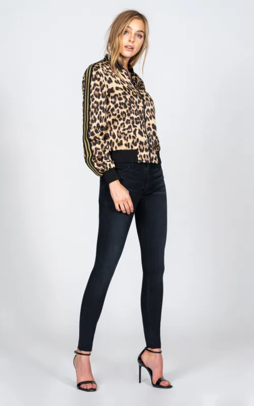 Luxe Bomber Jacket - Satin Leopard sold by Black Orchid