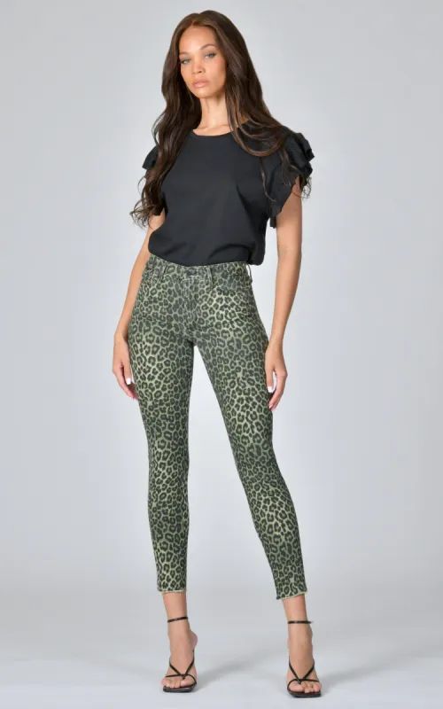 Gisele High Rise Skinny - Olive Cheetah sold by Black Orchid