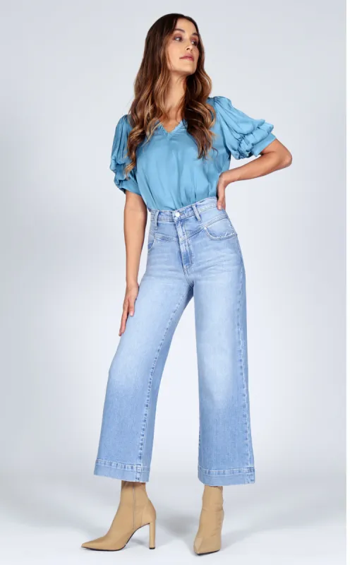 Emma Double Yoke Wide Leg Crop - High On Money made by Black Orchid