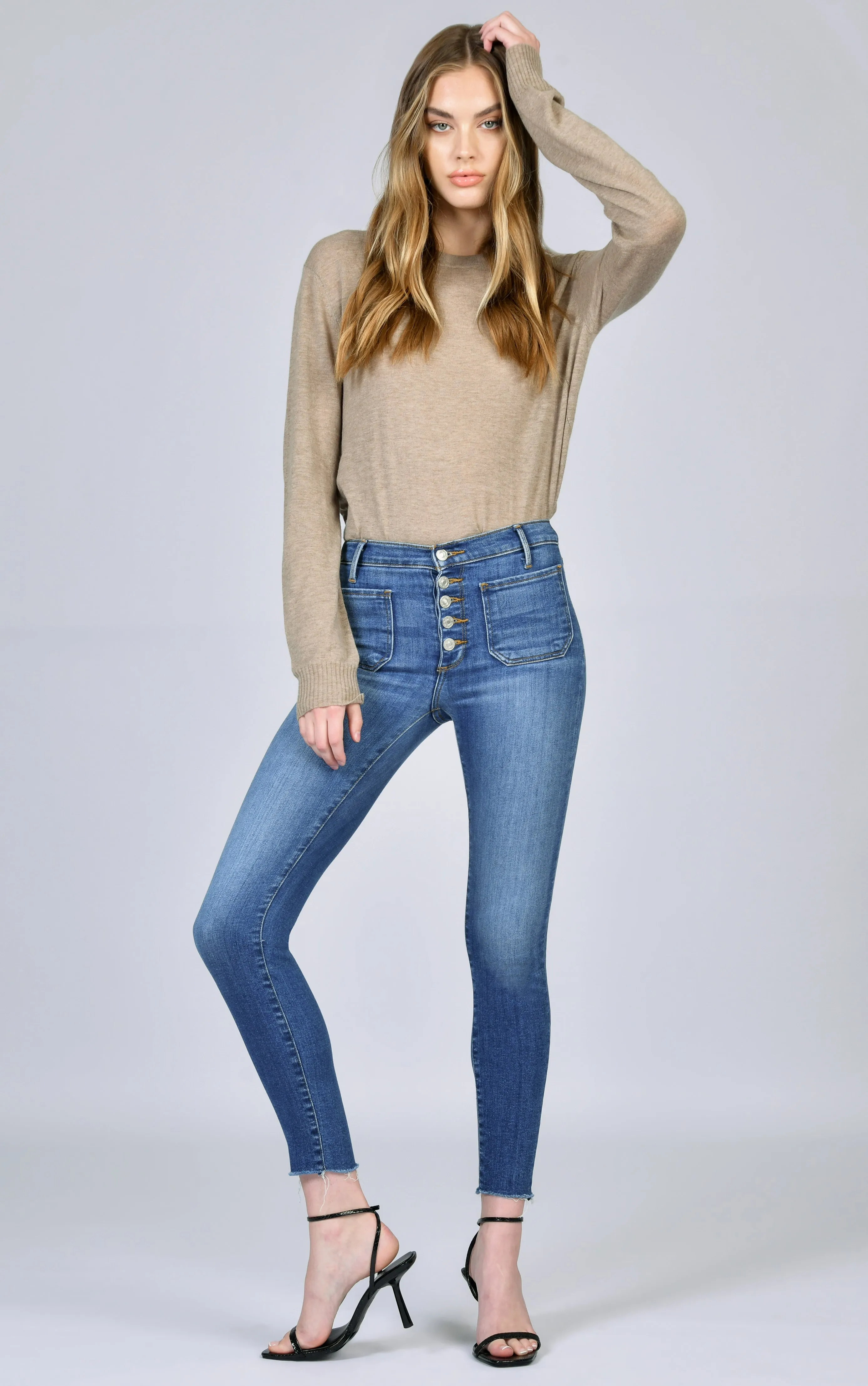 Ava Patch Pocket Skinny - I'm So Excited sold by Black Orchid