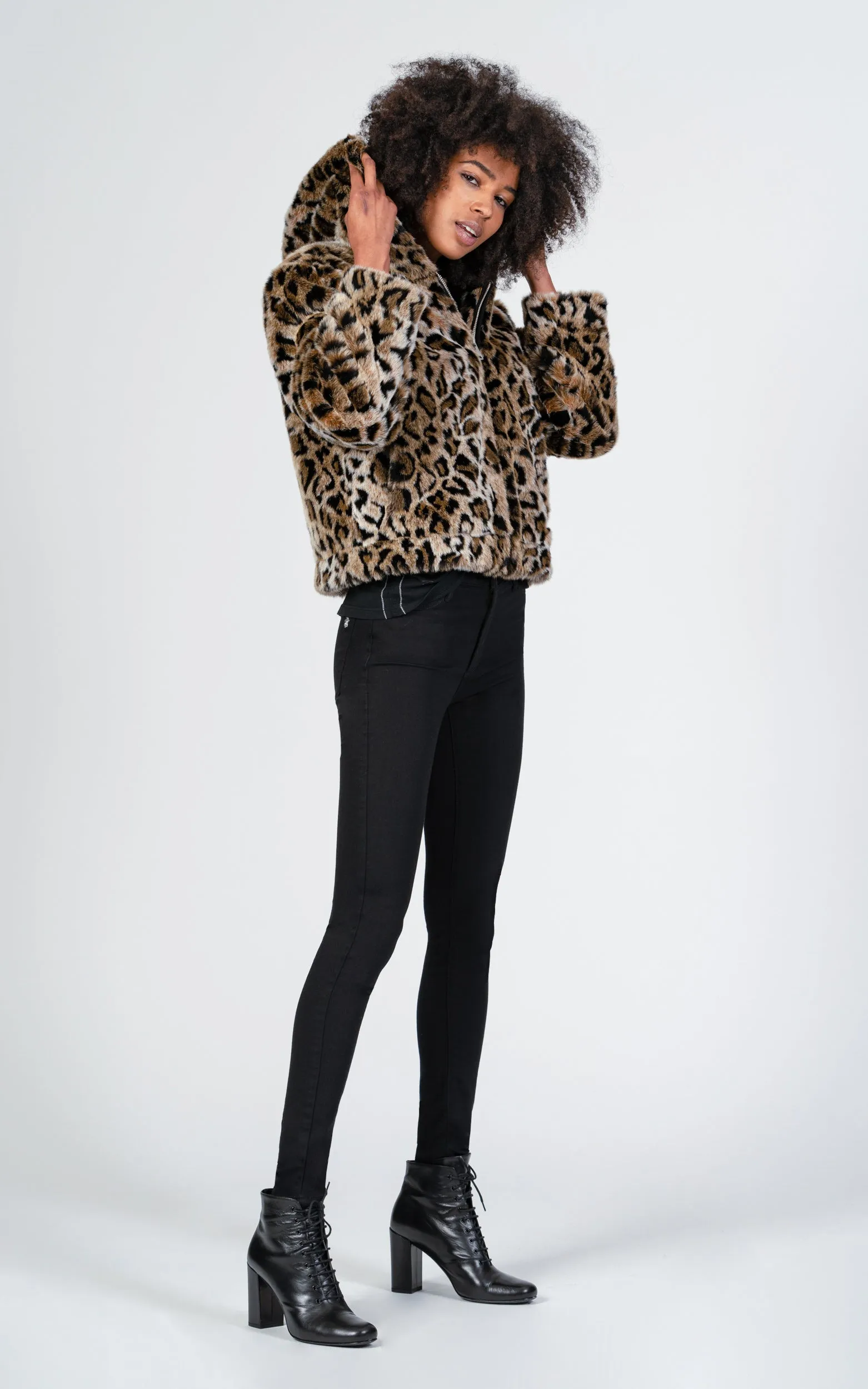 Hooded Faux Fur Jacket sold by Black Orchid