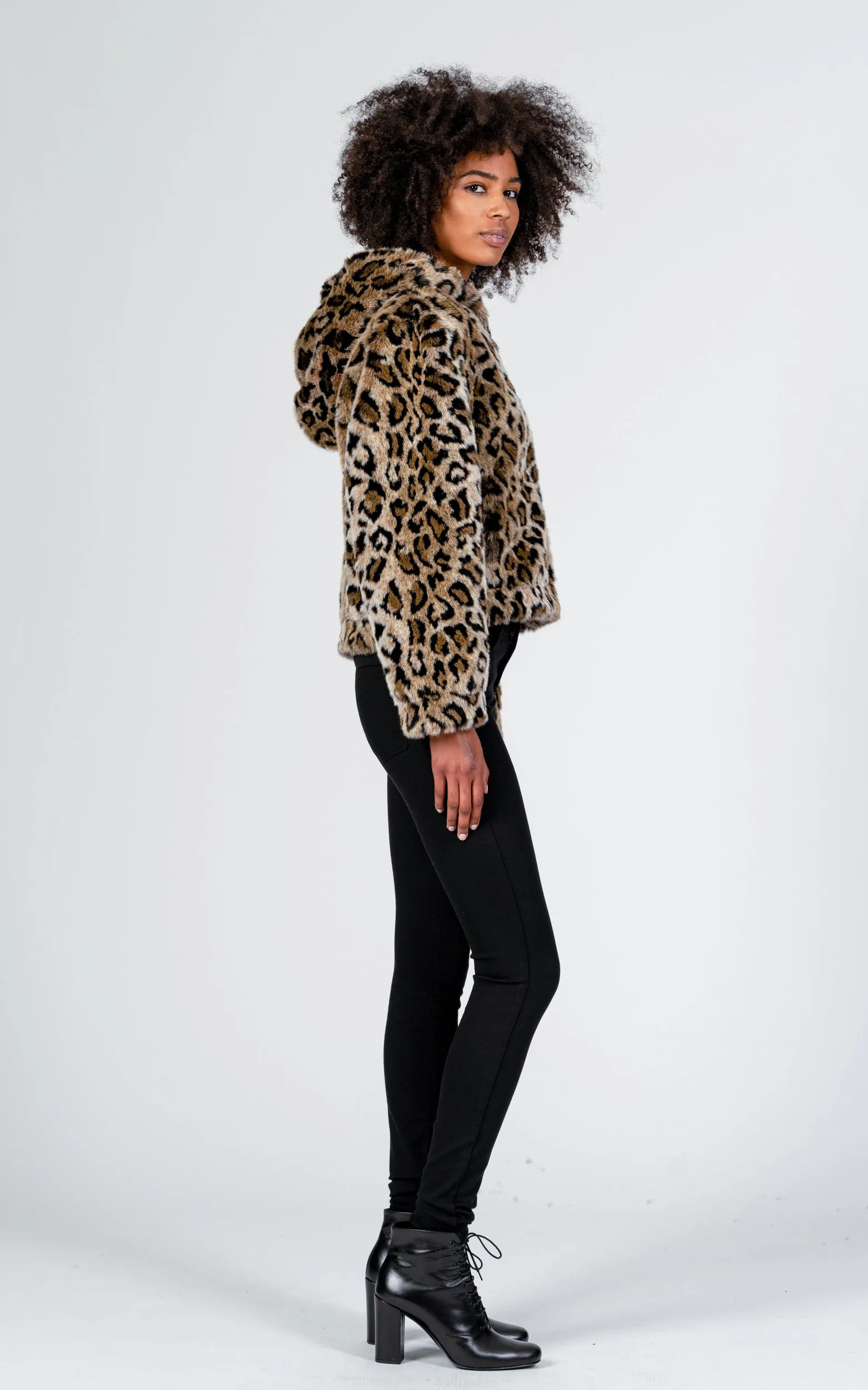 Hooded Faux Fur Jacket sold by Black Orchid product image thumbnail 3