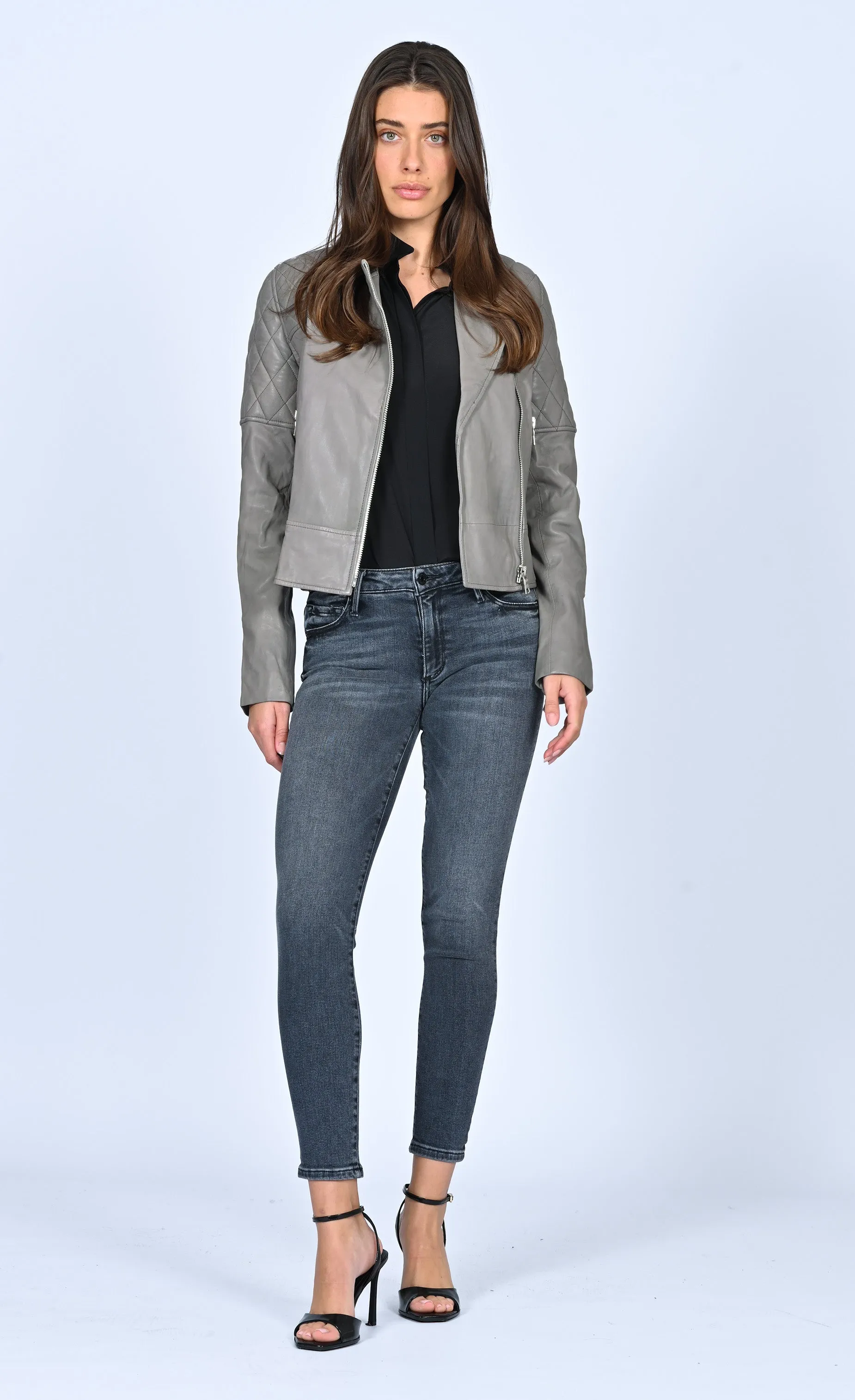 Leather Motorcycle Jacket - Rock Grey sold by Black Orchid product image thumbnail 3