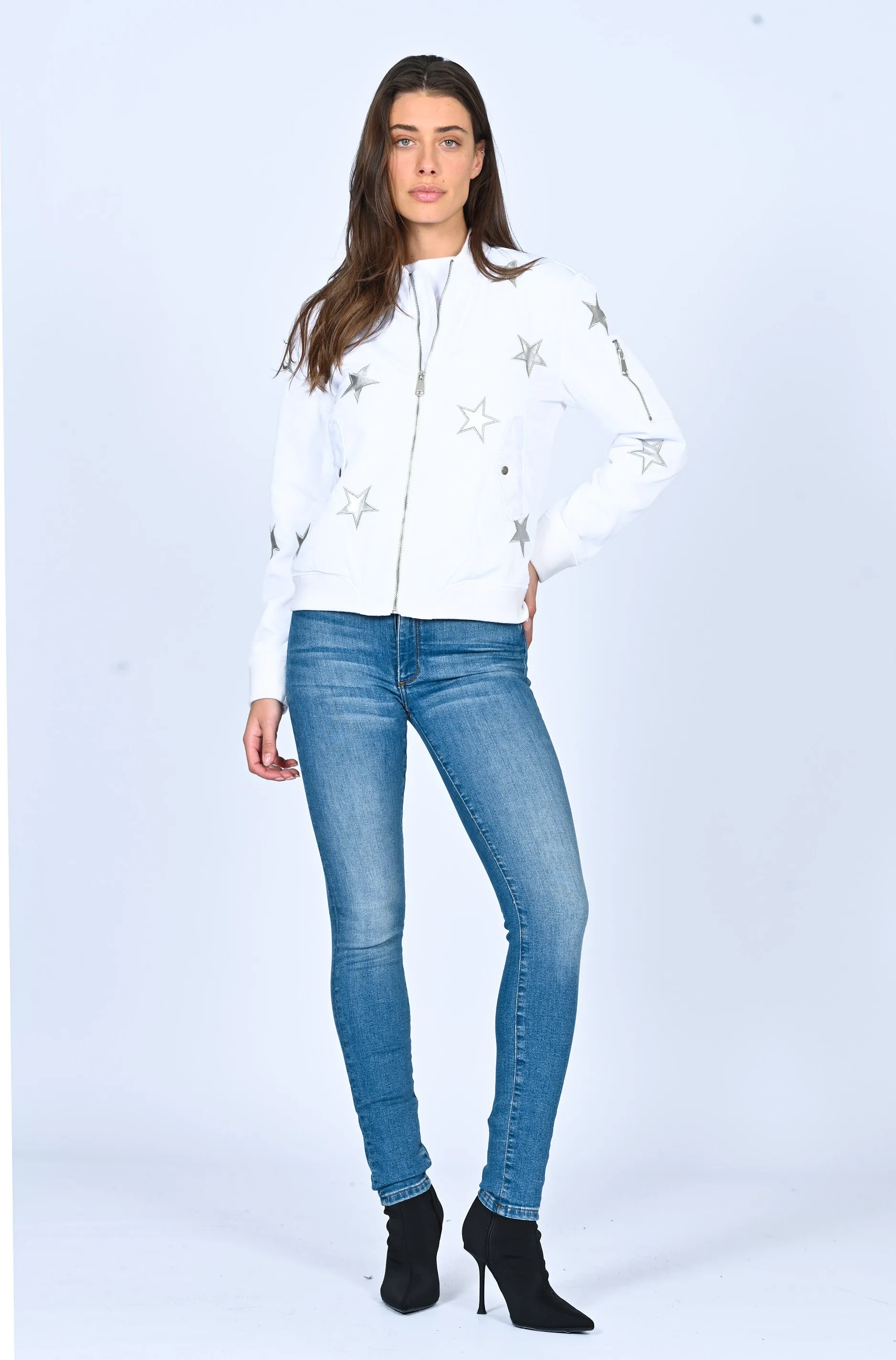 Star Bomber Jacket- White sold by Black Orchid product image thumbnail 3
