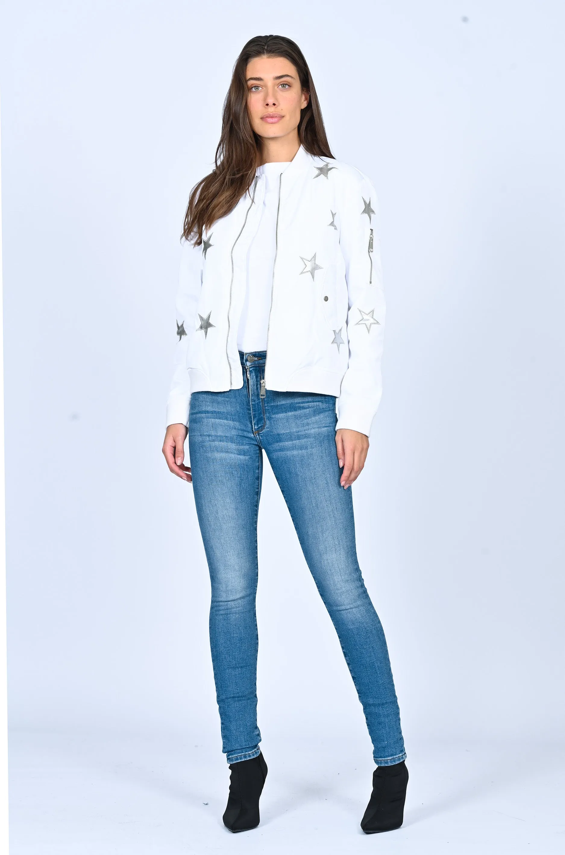 Star Bomber Jacket- White sold by Black Orchid product image thumbnail 2