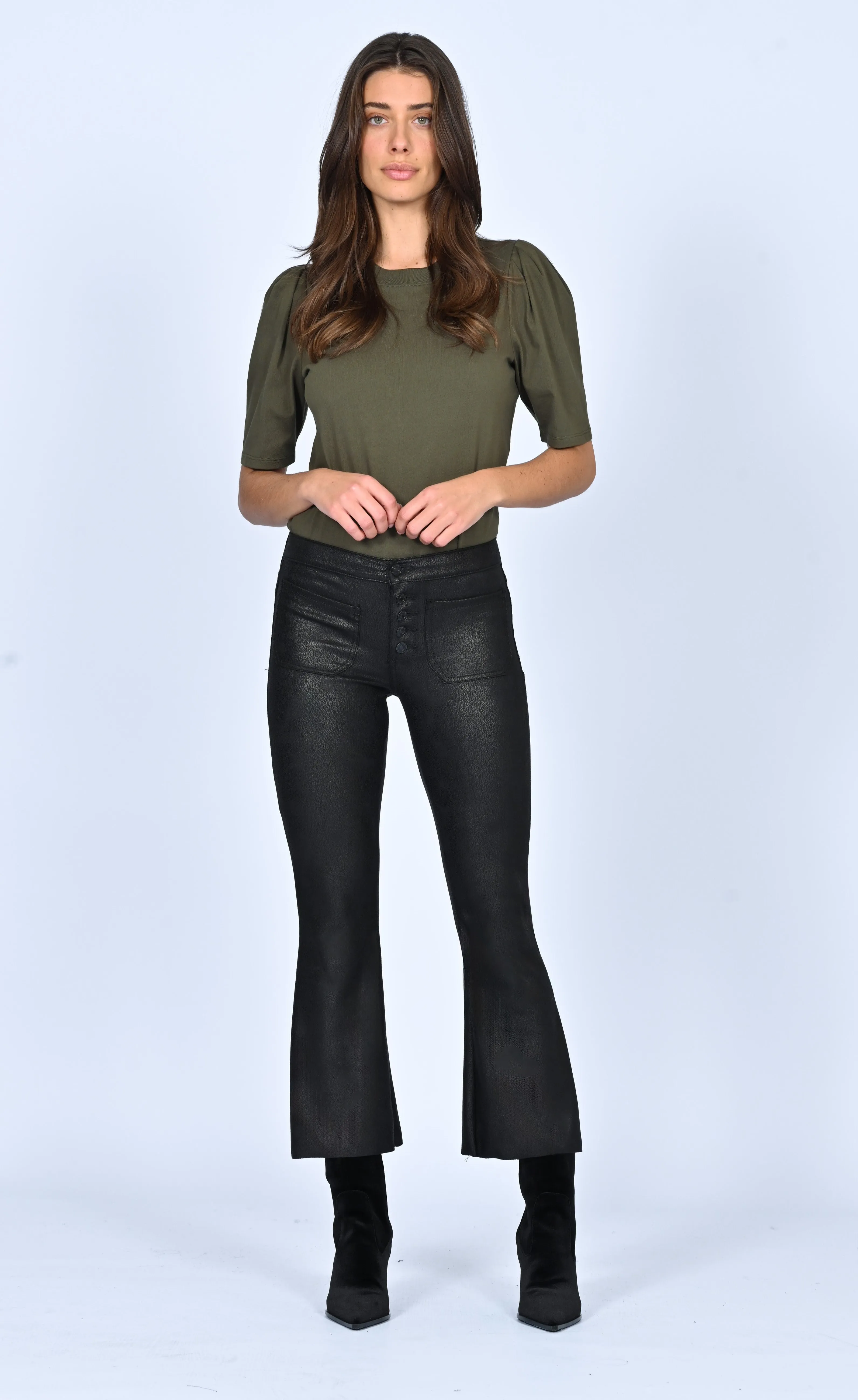 Angelina Patch Pocket Crop Flare - After Dark sold by Black Orchid