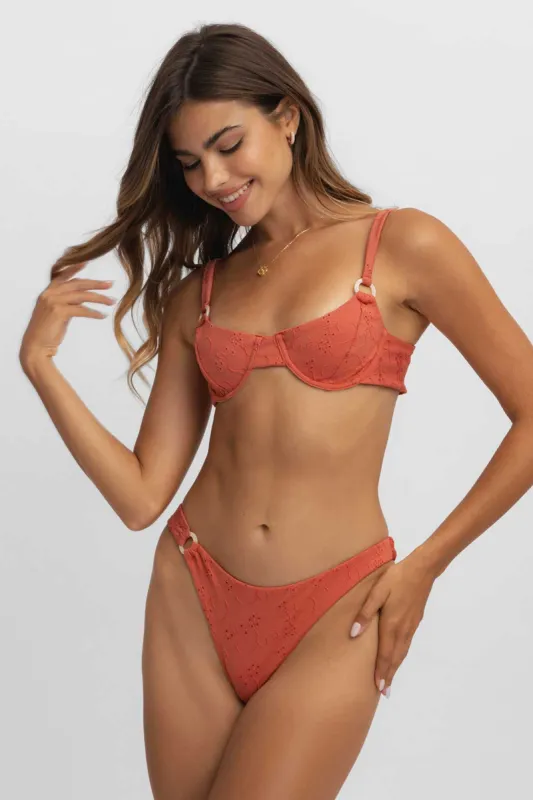 Portia Side-Ring Medium Bottoms / Spice Eyelet sold by Blackbough