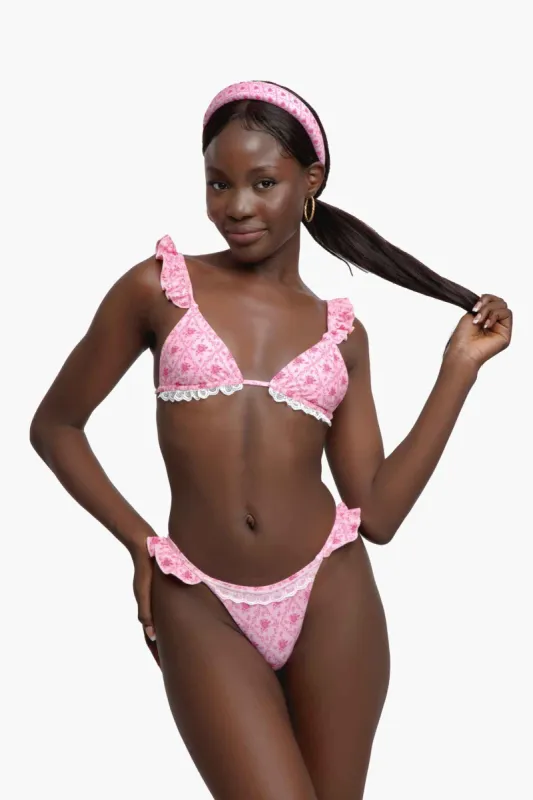 Tessa Ruffled Triangle Top / Blushing FINAL SALE sold by Blackbough