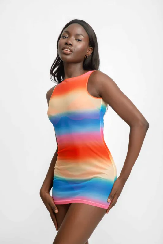 Kiara Mini Mesh Dress / Sunset FINAL SALE sold by Blackbough