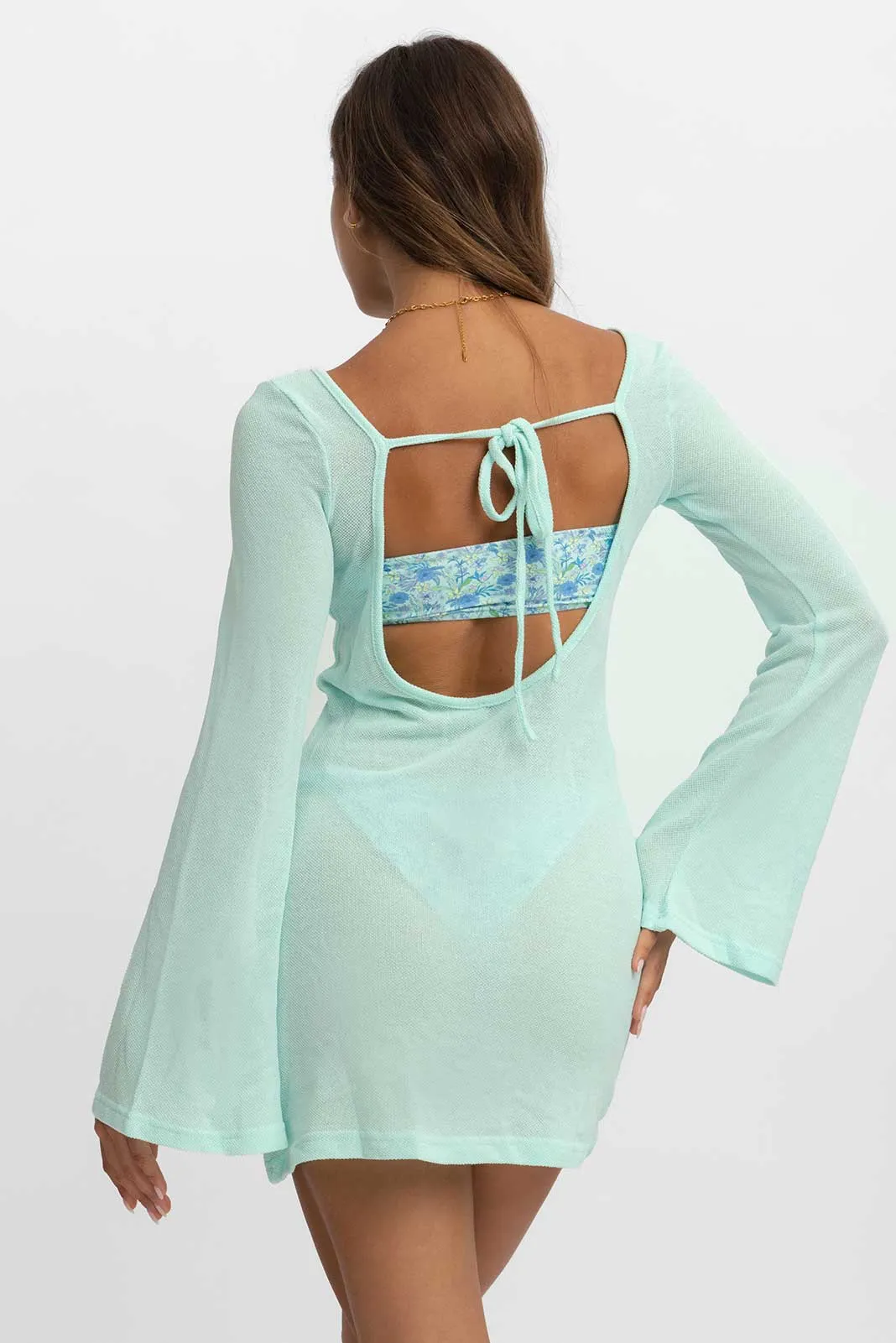 Meredith Open Back Dress / Pastel Teal sold by Blackbough product image thumbnail 4