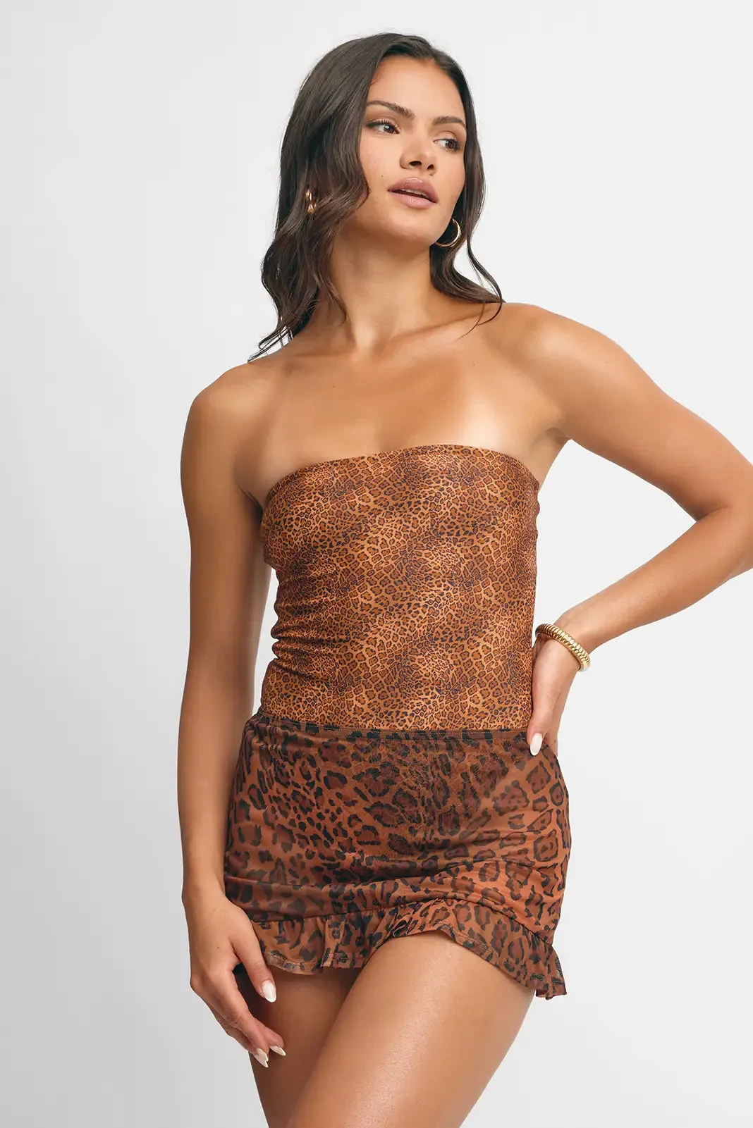 Polly Mini Skirt / Leopard Mesh sold by Blackbough product image thumbnail 4